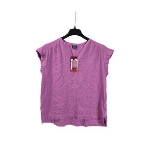 Splendid Womens Linen Blend Purple Cap Sleeve Blouse Top Size M New